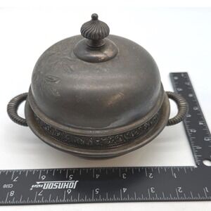 Vtg Webster Silver Quadruple Plate Butter Dish Hard White‎ Metal-holes worn